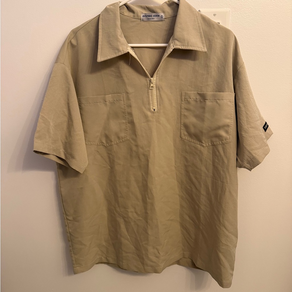 Aelfric Eden Khaki Half-Zip Casual Shirt